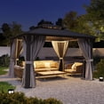 thumbnail image 5 of Clouddwell 10' x 12' Gazebo for Patio, Gazebo Pergola with Sloped Roof, Large Wall-Mounted Heavy Duty Awnings, for Deck, Patio and Backyard,Gray, 5 of 7