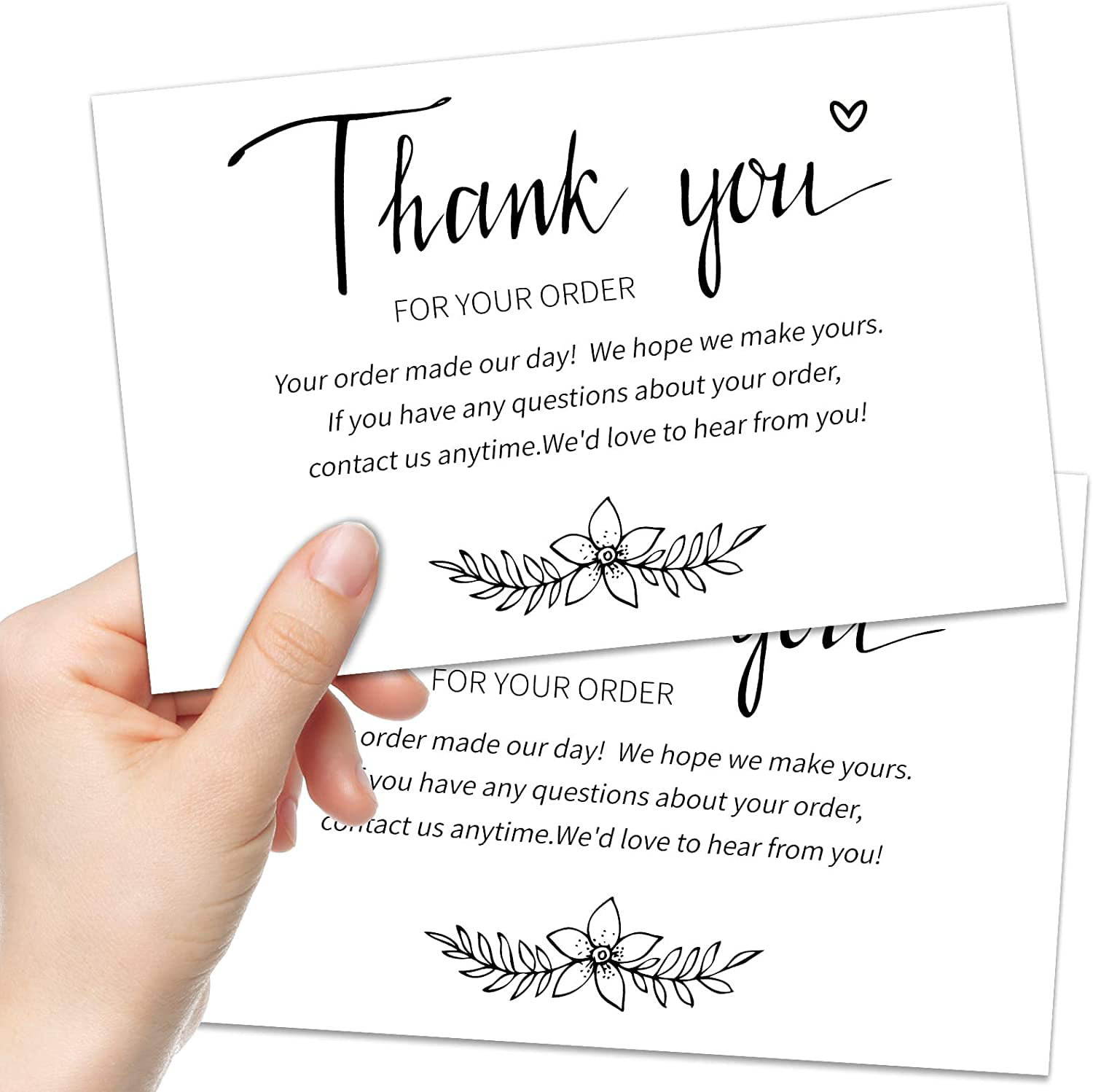 100 Pieces Thank You For Your Order Cards Large 4 X 6 Inch Degradable
