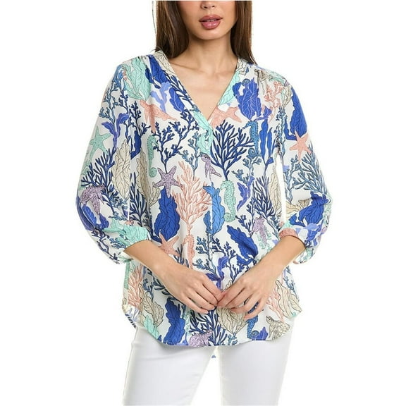 Jones New York Womens Seascape Knit Blouse, Multicoloured, X-Small