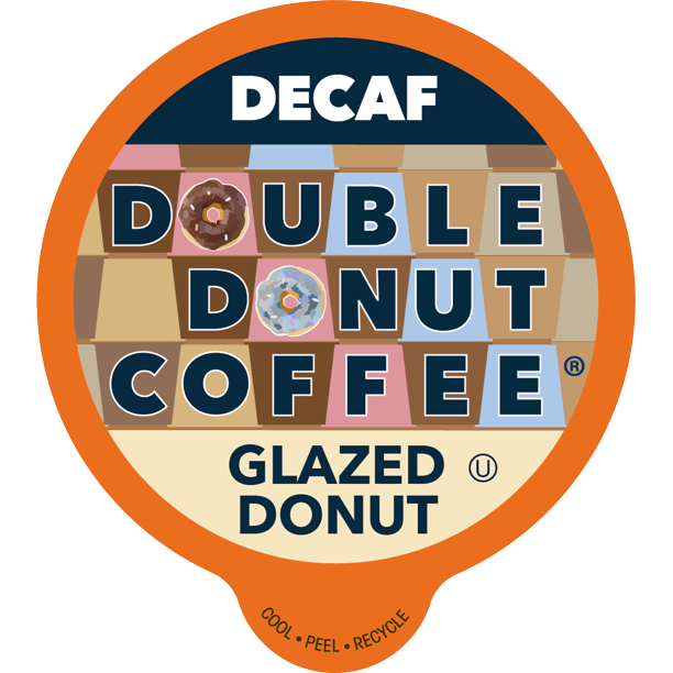 Double Donut, Decaf Glazed Donut Flavored Coffee KCups, 24 Ct