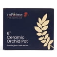 thumbnail image 3 of Repotme Orchid Pot - 6 Inch Ceramic Pot With Holes, Pinwheel Fluted (White Diamond) - Includes Free 6 Inch Slotted Liner, 3 of 5