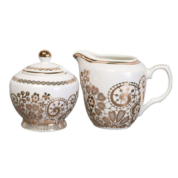 Ceramic Sugar Bowl With Lid And Milk Jug, Creamer And Sugar Sets, Cream And Sugar Pot, Creamer Jug Sugar Jar, Coffee Serving Set , Cream Pitcher-Milk Jug & Sugar Bowl