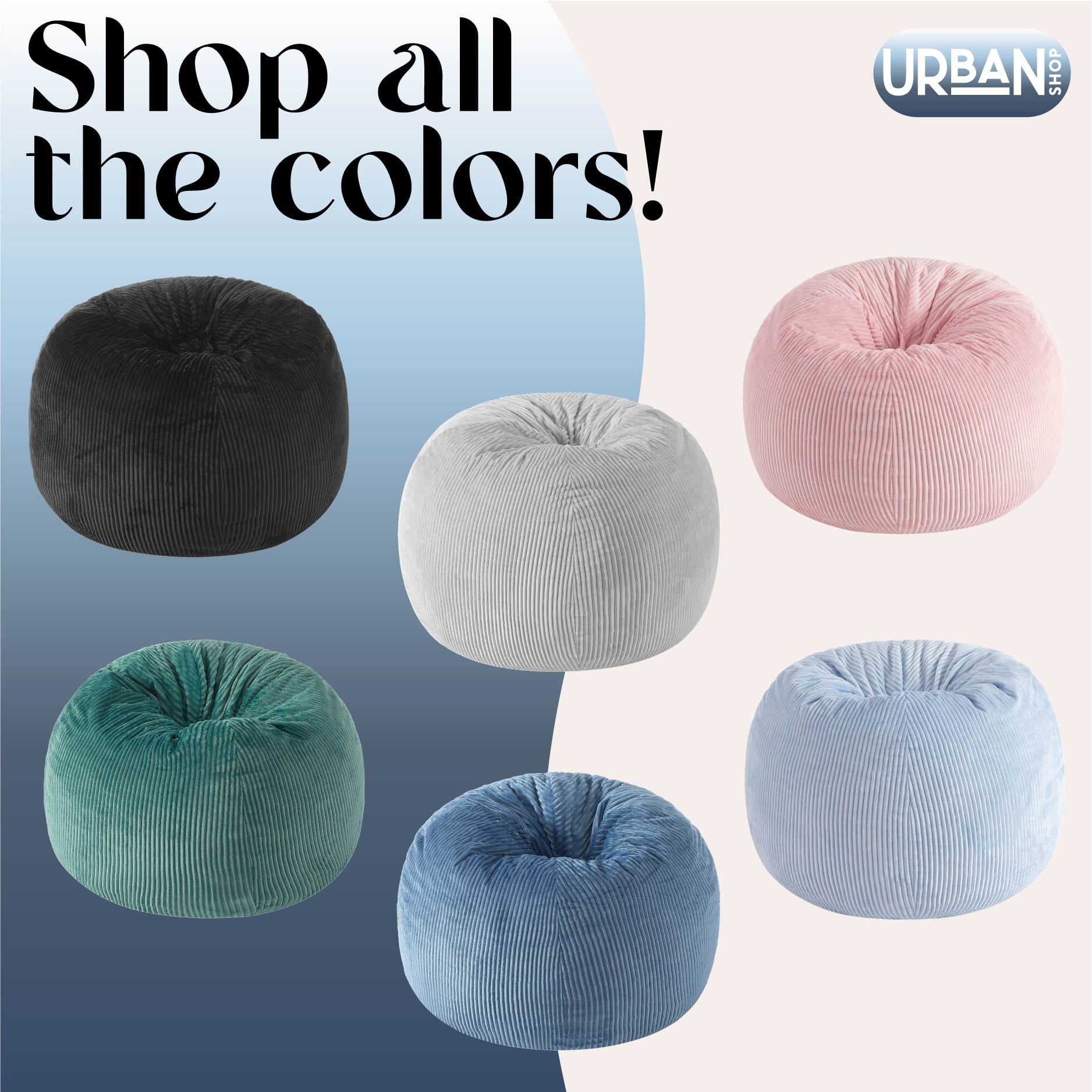 Urban Shop , Ribbed Compressed Foam Kids and Teen Chair, Blue Day
