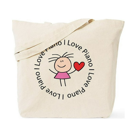 CafePress - Cute I Love Piano Tote Bag - Unisex Canvas Tote Bag, Beige, 1-Piece