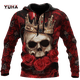 thumbnail image 3 of Sudadera con capucha y sudadera con estampado 3D de tatuaje de calavera roja oscura para hombre, sudadera unisex de primavera y otoño, ropa deportiva informal, 3 of 5