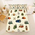 thumbnail image 5 of Manfei Lovely Rv Bed Sheets,Cute Camping Print Full Size Sheets,Cream,4pcs,1 Flat Sheet, 1 Fitted Sheet and 2 Pillowcases, 5 of 6