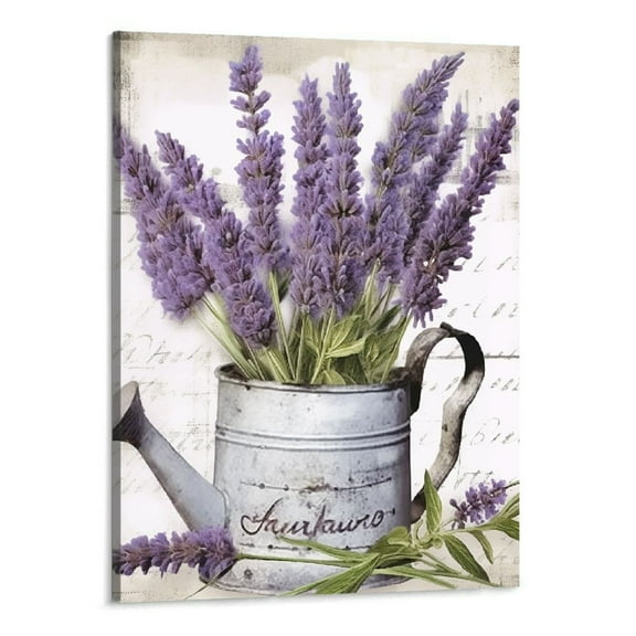 Shiartex  - Purple Lavender Wall Art Retro Lilac Flowers Painting Pictures Print on Canvas Prints Vintage Background Rural Wall Decor for Living Room Bedroom Decor Artwork 16x20 Inch