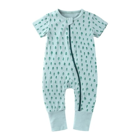 

TUOBARR Toddler Baby Boys Girls Cute Cartoon Animal Pattern Short Sleeve Double Zipper Romper Jumpsuit Green (3M-3T)