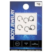 Body Jewelry Stainless Steel16G Hoop and Horseshoe Cartilage Earrings, 6 Pack
