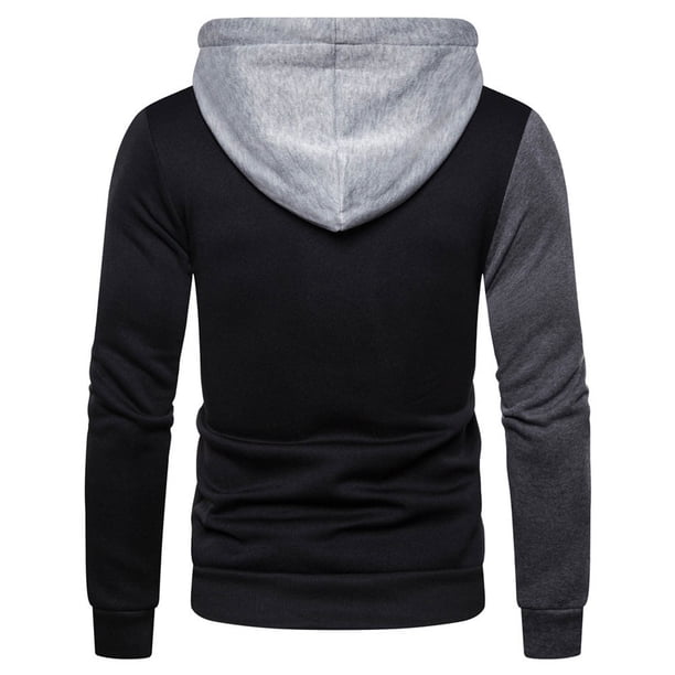 Suéter con capucha de ajuste delgado con costura multicolor para hombre Suéter de patchwork informal Pompotops oipoqjl15885