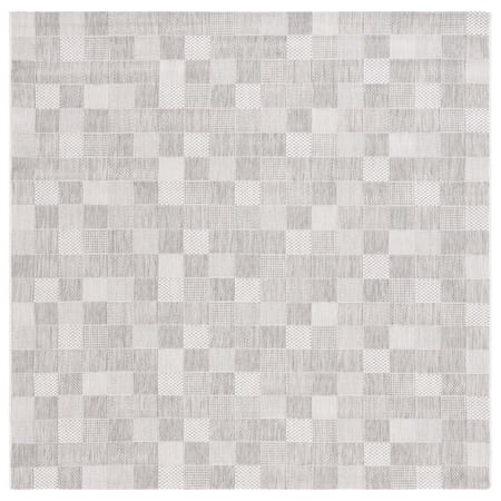 SAFAVIEH Courtyard Raeyln Checkered Indoor/Outdoor Area Rug, Grey/Dark Grey, 6'7" x 6'7" Square
