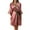 Pink, variant on Aueoeo Womens Silk Robe Printed Trim Satin Robe 3/4 Sleeve Short Bride Robe Comfy Sleepwear Minority Nightgown Black L