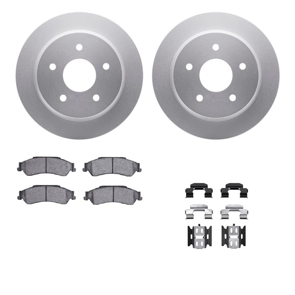 Dynamic Friction Company Rear Geospec Brake Rotors with Ultimate Duty Performance Brake Pads includes Hardware 4412-48010