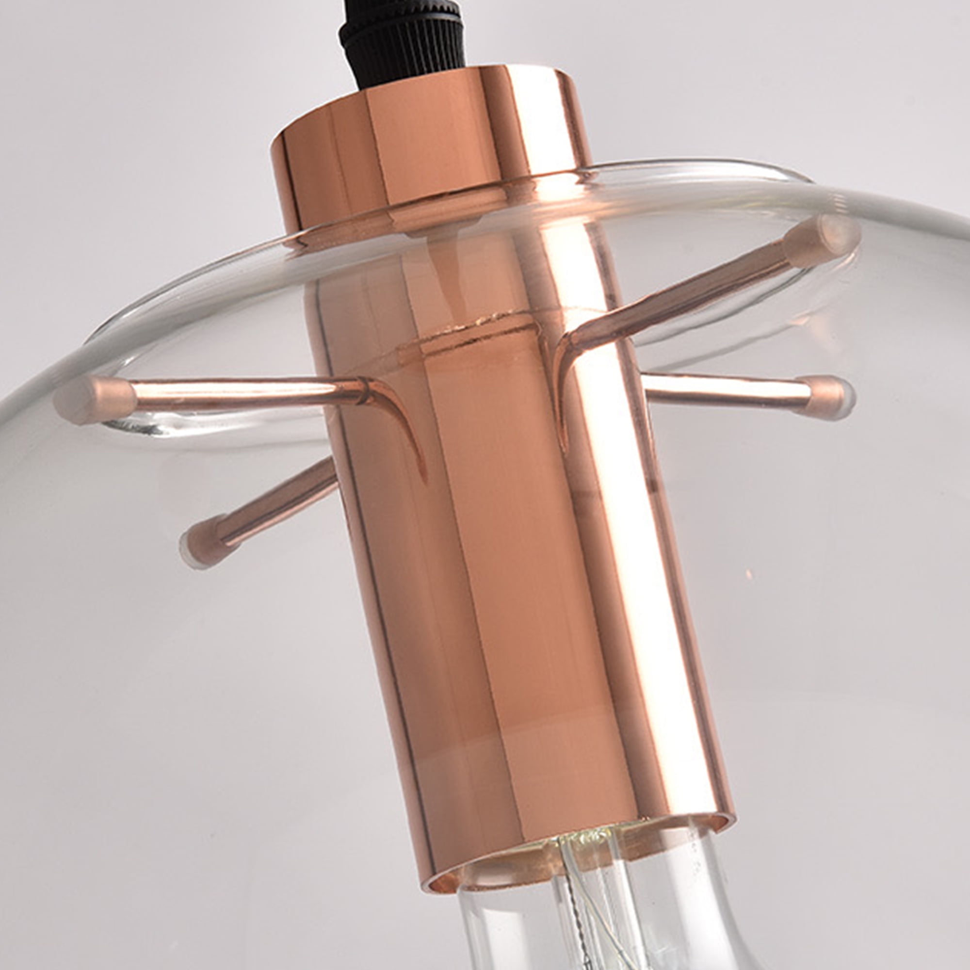Kiven H-Type Track Lighting Light fixture, Modern Halo Track Pendant Light with Built-in Cable Wrapper and Glass Lampshade, Adjustable Length for Bedroom Kitchen Shop,Rose Gold Finish, 3-Light
