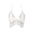 thumbnail image 1 of Women Rhinestone Tassel Body Chain Body Chest Chain Multilayer Body Jewelry for Women Ladies (Silver), 1 of 5