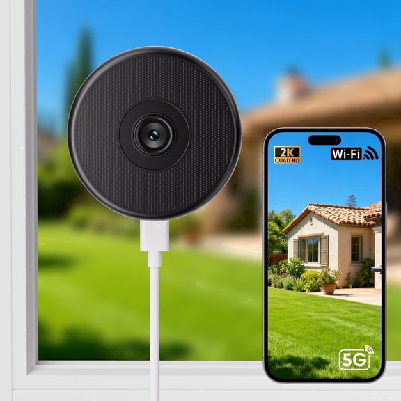 2K Window Camera, 5GHz & 2.4GHz WiFi 6 Indoor/Outdoor Monitoring, Max AI Color Night Vision, 110° Wide Angle, Easy Stick-on Install, 24/7 Recording
