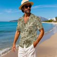 thumbnail image 4 of KUIFORTI Couple Matching Outfits Vintage Palm Tree Lightweight Husband and Wife Clothing Washable Mens Shirts Casual with Soft Fabric Fashionable Fit for Outdoor Picnic, 4 of 7