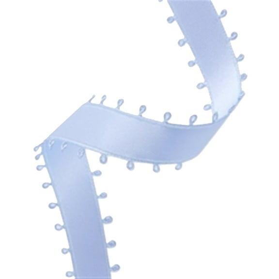 3/8" Double Face Satin Picot Ribbon Feather Edge 50 Yds - Light Blue