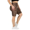 thumbnail image 2 of Women's Peach Skin Biker Shorts, Leopard Print High Waisted Soft, Plus Size, 2 of 5