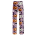 thumbnail image 5 of Halloween Lounge Pants for Women Pumpkin Print Stretch Comfy Elastic Waist Sleep Pants, 5 of 6