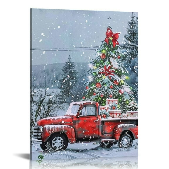 Pratyus Christmas Tree Snowy Landscape Canvas Wall Art Home Decoration - Perfect Gift for Home Decor Living Room Bedroom Office 12x16in
