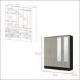 thumbnail image 6 of Chests & Wardrobes | Ron 70.8” Armoire with Drawers & Mirrored Cabinet | Black/Light Gray | Engineered Wood, 6 of 7