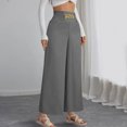 thumbnail image 4 of Fmbrln Womens Wide Leg Pants Casual Elastic High Waist Work Pants Loose Comfy Solid Color Pants Office Business Wide Leg Pants Gray L, 4 of 5
