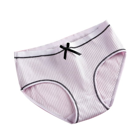 

Fusipu Sweet Girls Solid Color Bowknot Low Waist Ribbed Panties Cotton Briefs Underwear