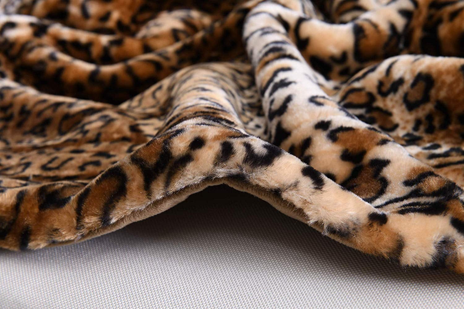 MarCielo Faux Fur Throw Blanket Leopard Bed Blanket 50"x70" Super Soft Warm Reversible with Flannel Fleece Fuzzy Printed Blanket