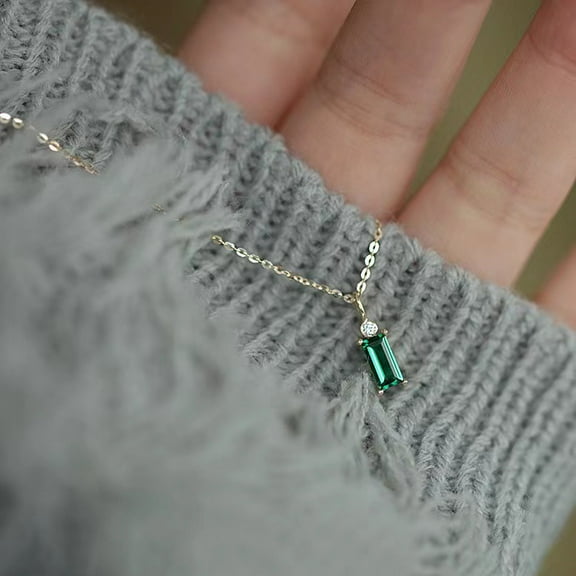 S925 sterling silver small  diamond emerald green necklace for women new light luxury niche design high-end versatile collarbone chain