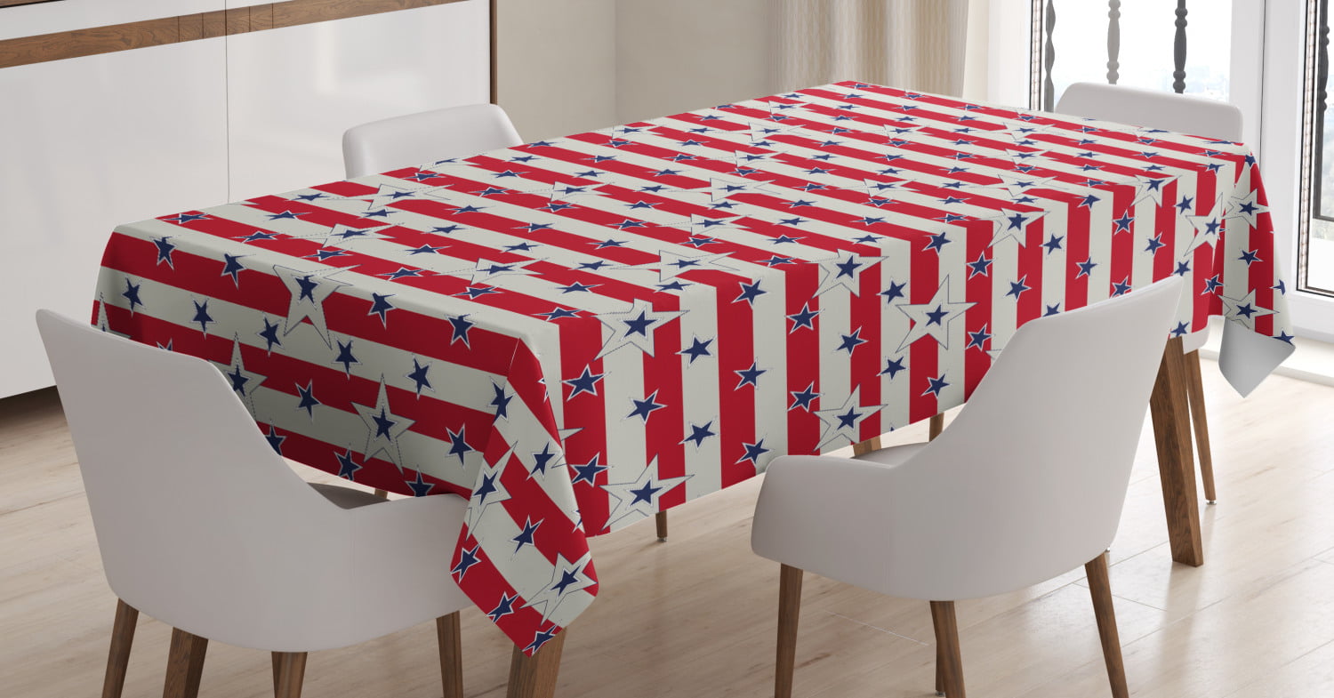 American Outdoor Picnic Tablecloth Old National Patriotic Print 58 X 84 Inches 