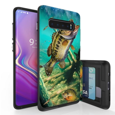 Galaxy S10+ Case, Duo Shield Slim Wallet Case + Dual Layer Card Holder For Samsung Galaxy S10+ [NOT S10 OR S10e] (Released 2019) Bass Fishing (Best Bass Fishing Gear 2019)
