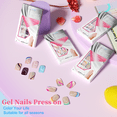 thumbnail image 5 of Short Square Press on Nails,KXAMELIE Glossy Orange Glue on Nails Press on,Made by Gel with Colorful Swirls, 5 of 6
