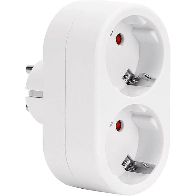 ZHAOCHENG Tomas de corriente, regleta de pared 2 en 1 con protección contra sobretensiones, 16 A, color blanco
