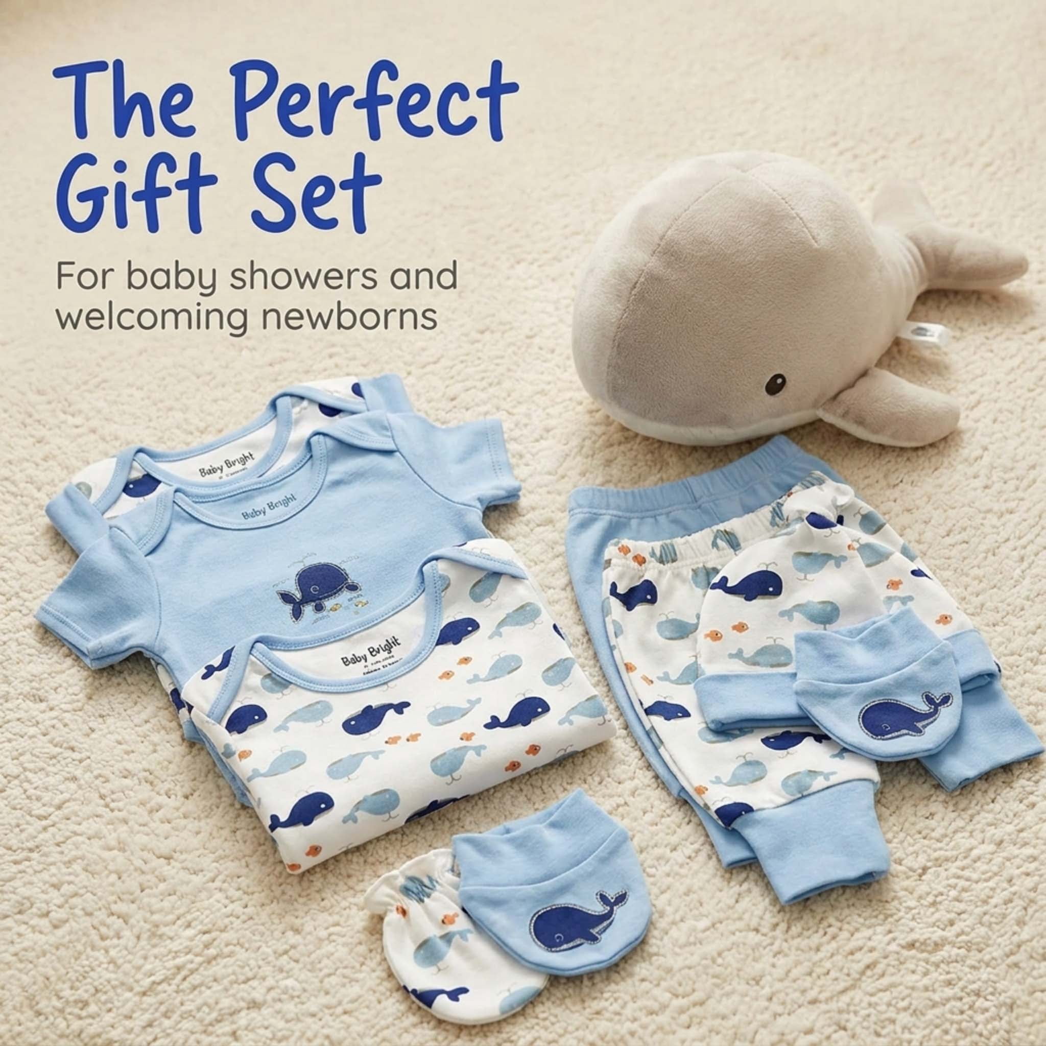 Baby Bright Newborn Essentials Must Have Clothes for Baby Boy, Outfit Gifts for Infant, Baby Shower Gift, 8-Pieces, Size 0-3 Months