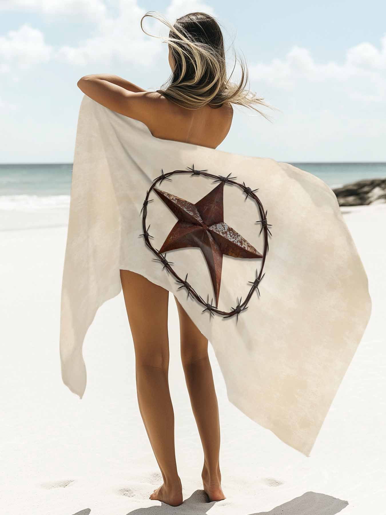 West Texas Star Beach Towels Blanket Soft & Absorbent Quick Dry Microfiber Rustic Country Star Pool Towels for Swimming ,Yoga, Sports, Gym, Camping,Large 30X60in,
