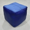 thumbnail image 4 of Square Shaped Goat Leather Handmade Eco-Friendly Blue Pouf - Square Shape Pouf, 16" x 16" x 16", Plain Solid Pouf, Goat Leather Pouf, Recycled Foam with Fibre Fill Stuffed Pouf, Leather Seating Pouf, 4 of 7