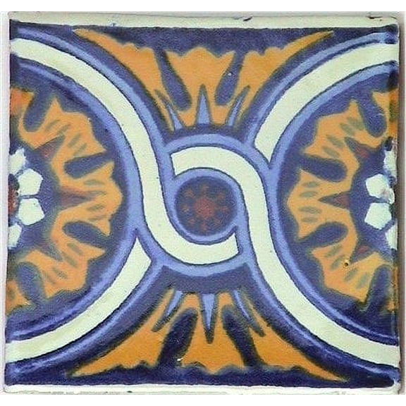 4.2x4.2 Chain Talavera Mexican Tile, Set of 9 pcs