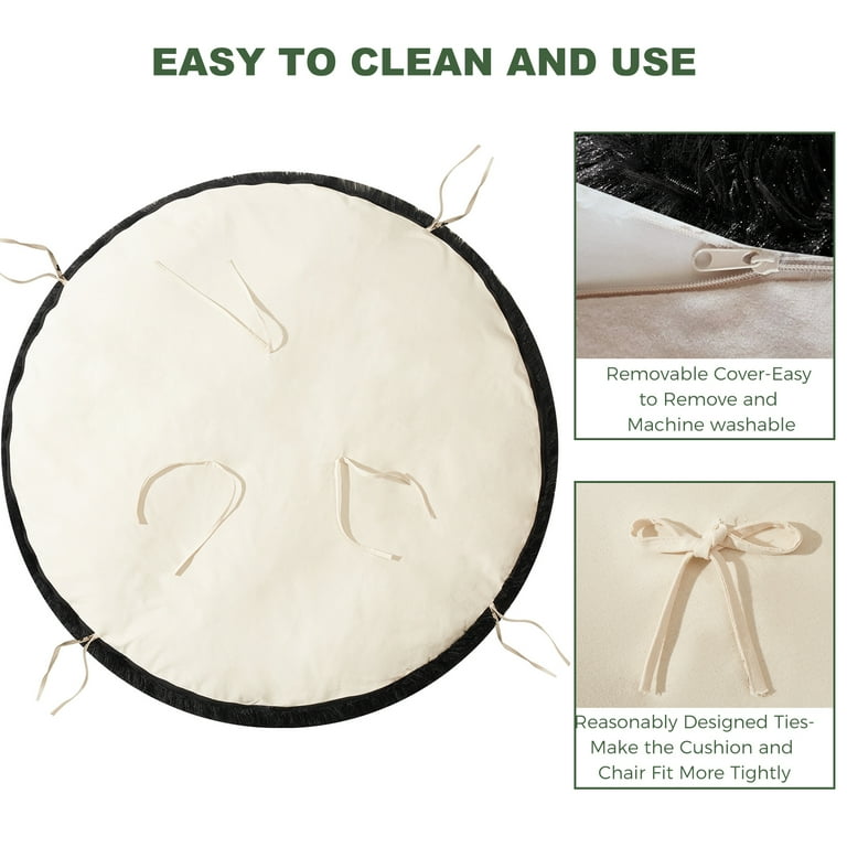 BYBYME Indoor Papasan Chair Cushion with Faux Fur Cover