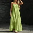 thumbnail image 4 of NTACZA Flowy Dresses for Women Sleeveless Slip Dress Maxi Square Neckline Casual Vacation Beach Green XXXL, 4 of 5