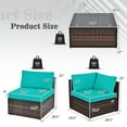 thumbnail image 4 of Costway 6PCS Patio Rattan Furniture Set Cushioned Sofa Coffee Table Turquoise, 4 of 9