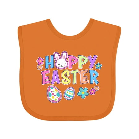 

Inktastic Happy Easter with Bunny Face and Easter Eggs Gift Baby Girl Bib