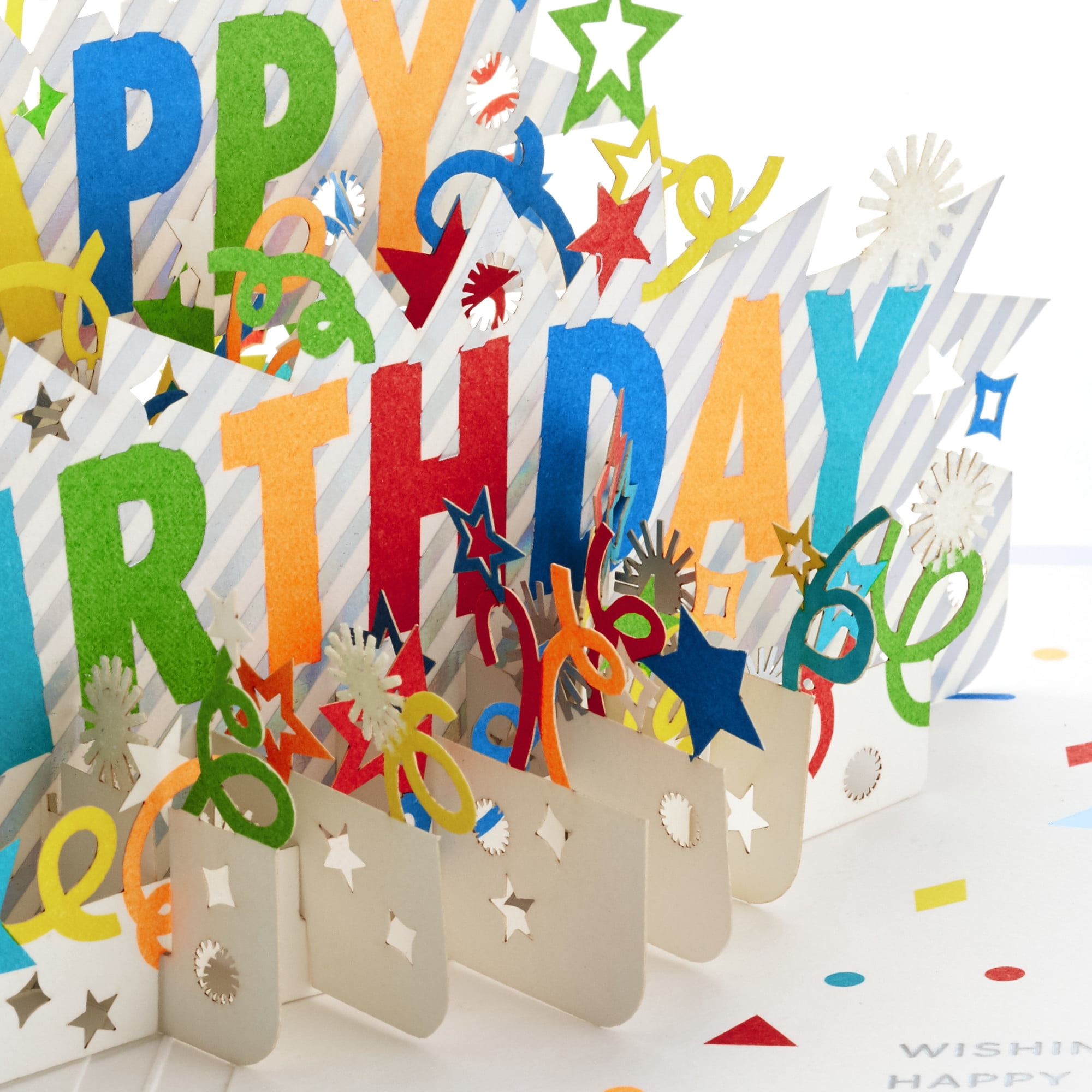 Hallmark Signature Paper Wonder 3D Pop-Up Birthday Card (Rainbow Stripes and Stars)