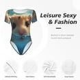 thumbnail image 4 of Pofeuu Cute Swimming Guinea Pig Print Short Sleeve Body Suits Women Round Neck Bodysuits for Women Onesie Adult Set Body Suit-Small, 4 of 7
