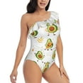 thumbnail image 3 of Sikiie Lovely Avocado Print Women One Piece Swimsuits Tummy Control One Shoulder Bathing Suits Ruffle Swimwear, From S to XXL-Medium, 3 of 6