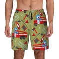 thumbnail image 2 of Goofa Cartoon Fire Truck Printed Men's Swim Trunks Board Shorts Quick Dry Mens Swimming Trunks with Compression Liner,Breathable Fit Hawaii Beach Shorts-3X-Large, 2 of 9