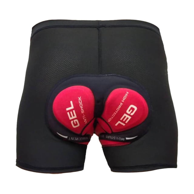 Pantalones Cortos Acolchados de Algodón para Ciclismo, Medio Pantalón Acolchado para Bicicleta con Cojín de Gel , Negro, Rojo 3XL