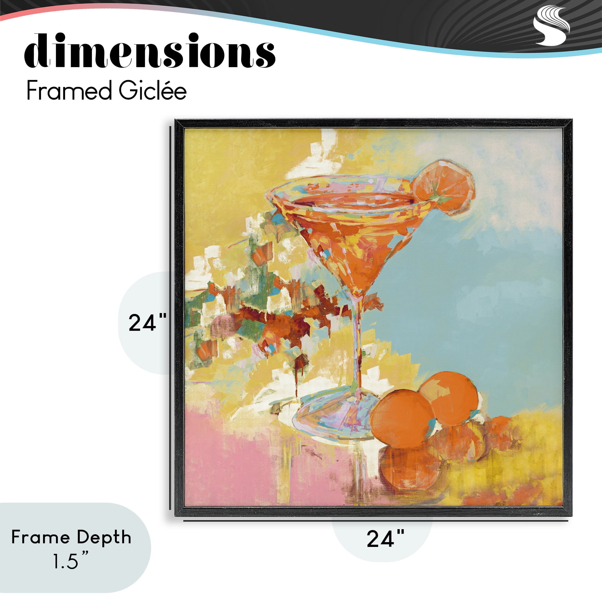 Stupell Industries Summer Citrus Martini Black Framed Giclee Art, design by Jane Slivka