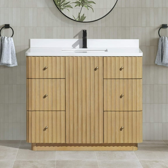 La Jolla 42" Bathroom Vanity Washed Oak