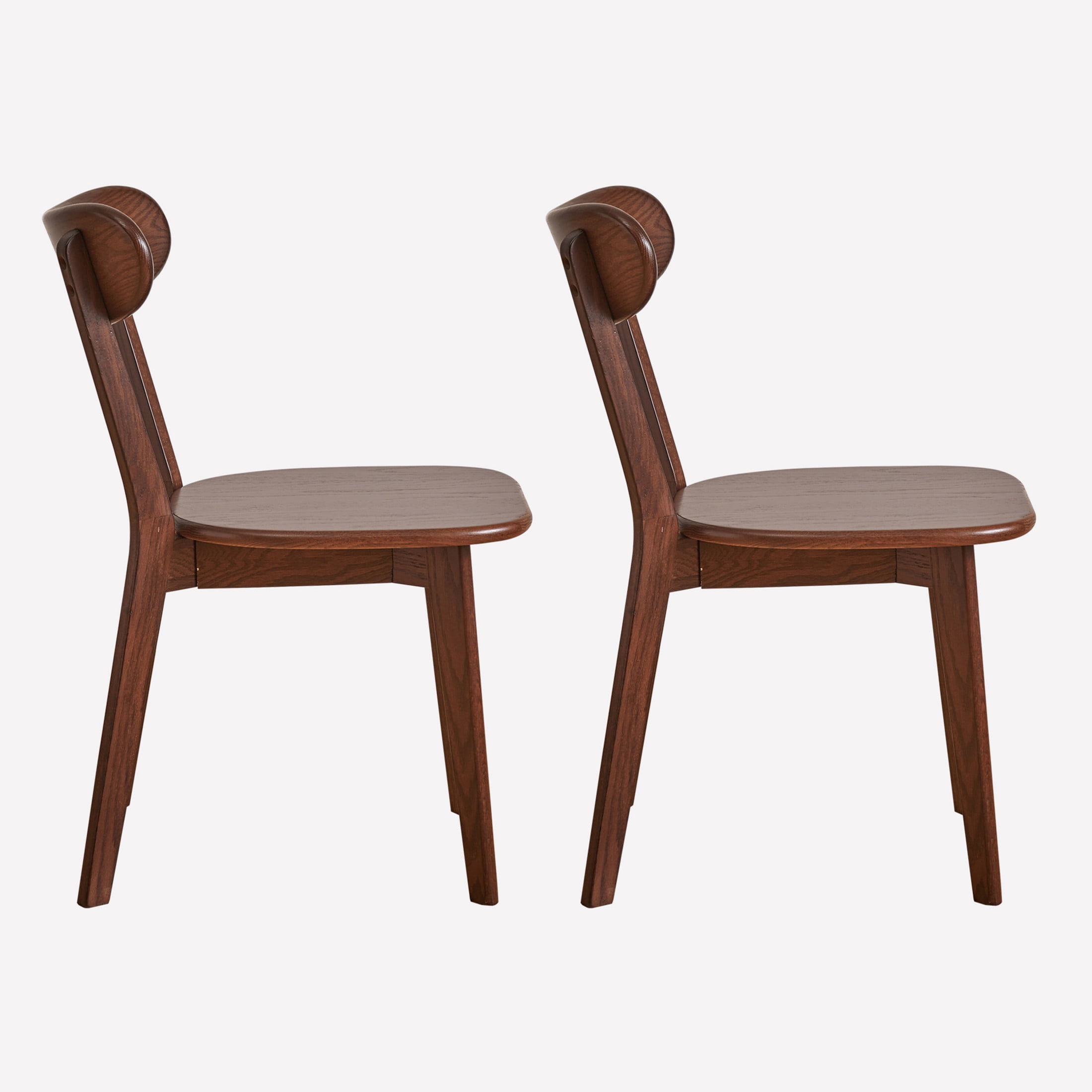 Noble House Set of 2 Solid Oak Dining Chairs, Wooden Side Chairs with Butterfly Backrest, Dark Walnut